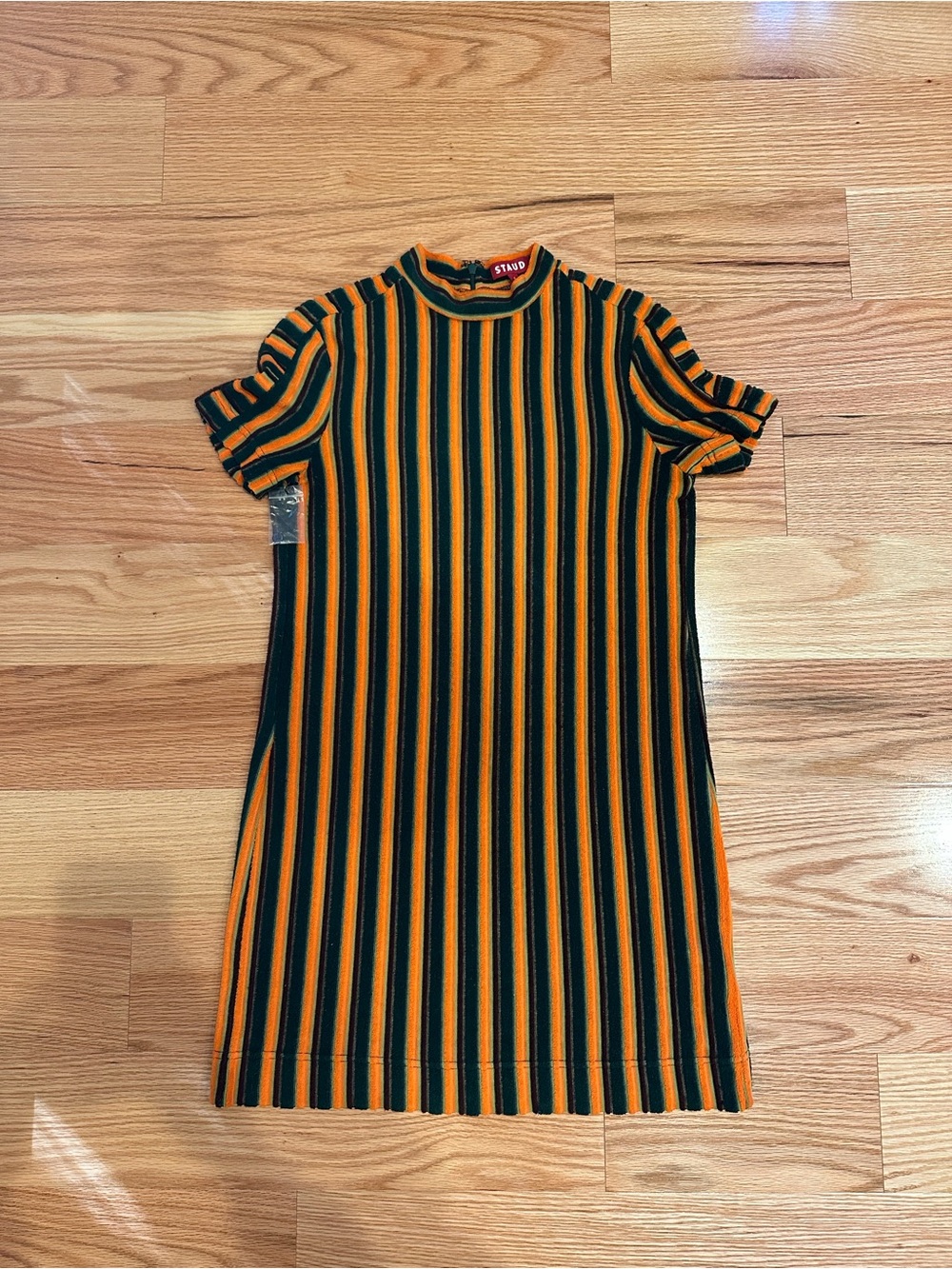 STAUD Striped Terry Mini Dress in Green and Orange Sz Small
